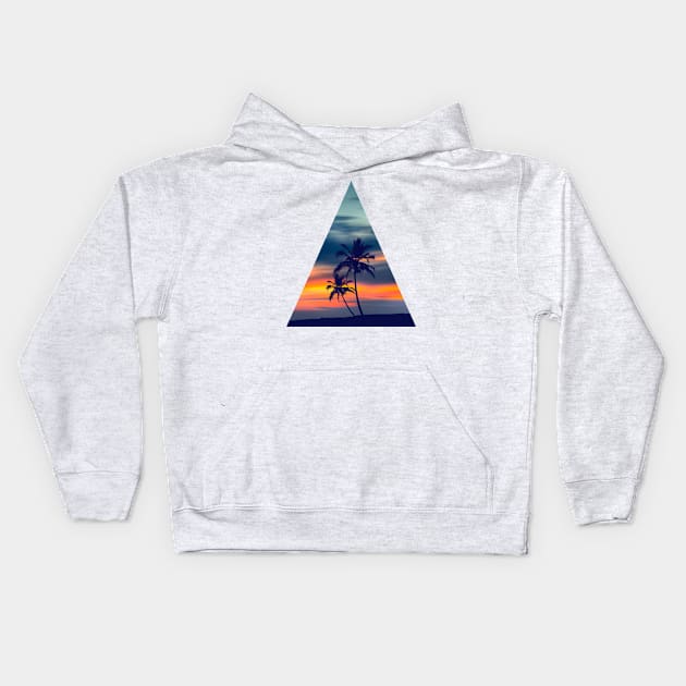 Palms and sunset Triangle Kids Hoodie by wamtees